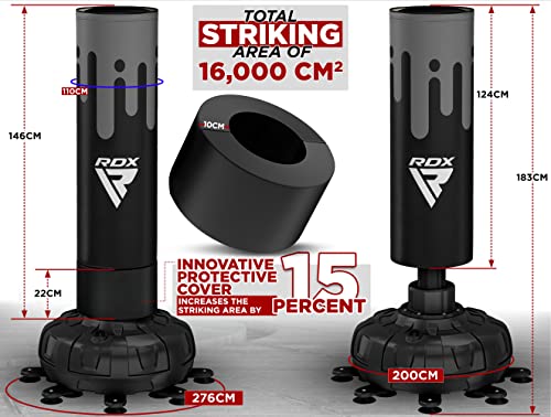 Image of RDX XXL 330LBS Freestanding Punching Bag with Cover & Gloves - 72 inch Adult Heavy Pedestal Punch Bag Set - 17 Suction Cup 8 Extended Legs Stand Base - Kick Boxing MMA Home Gym Fitness