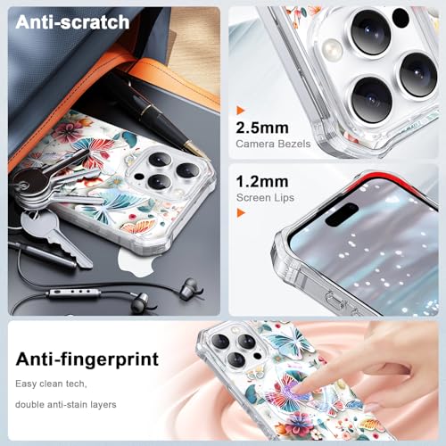 Coque iPhone 16 Pro Max antichoc fine protectrice avec motif papillon bleu