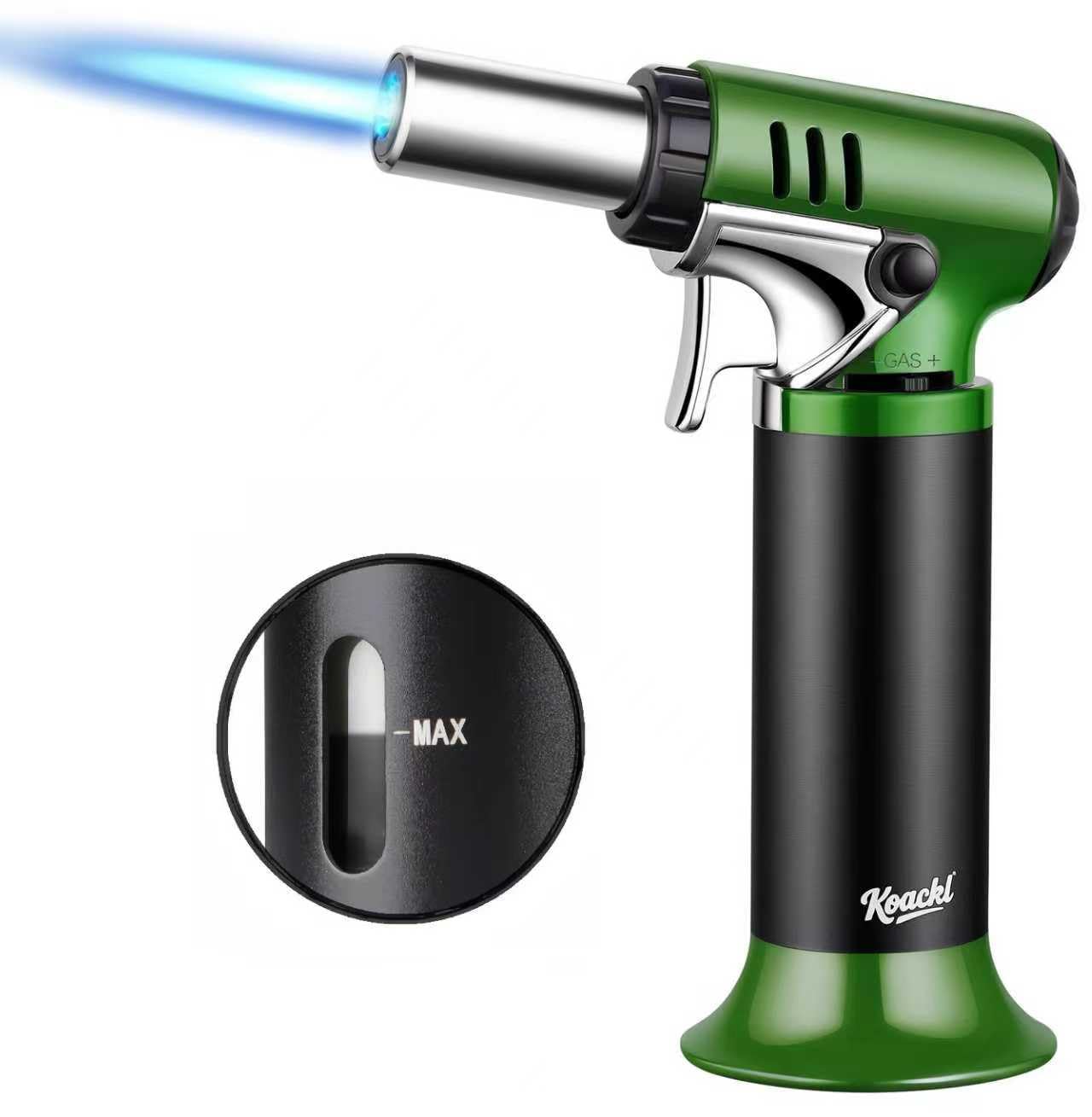 Refillable Butane Torch with Fuel Gauge & Safety Lock - Adjustable Flame - Perfect for Welding, Resin Art, & More - One-handed Operation (Butane Gas Not Included)