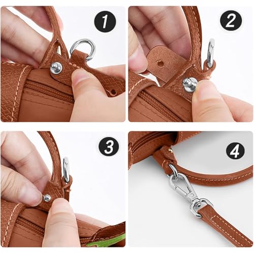 Image of Bag Leather Strap Replacement Crossbody Shoulder Straps for MINI Pouch, No Damage Conversion Kits Accessories With Silver Buckles cognac (MINI-Brown-Silver hardware)