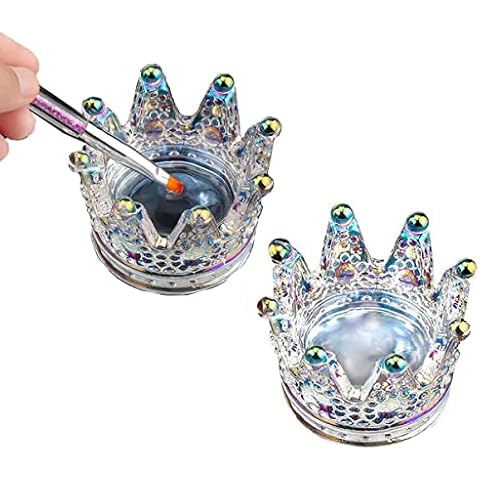 2 PCS Nail Art Dappen Dish 2 In 1 Glass Dish for Acrylic Liquid Powder,Nail Crystal Bowl/Dappen Dish for Acrylic Nails/Crown Nails Dish,Monomer Dish Glass (Colorful) Cover