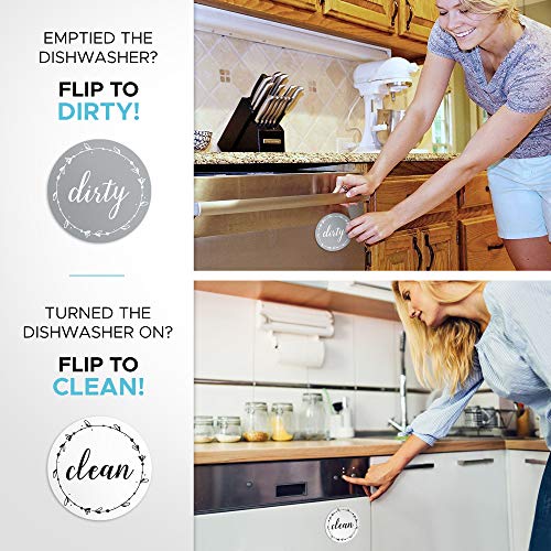 Dishwasher Magnet Clean Dirty Sign: Works on Stainless Steel Non Magnetic Dish Washers - 3.15\" - Includes Magnetic Piece with Adhesive - Farmhouse Kitchen Accessories Decor, Apartment Necessities - Thumbnail 5