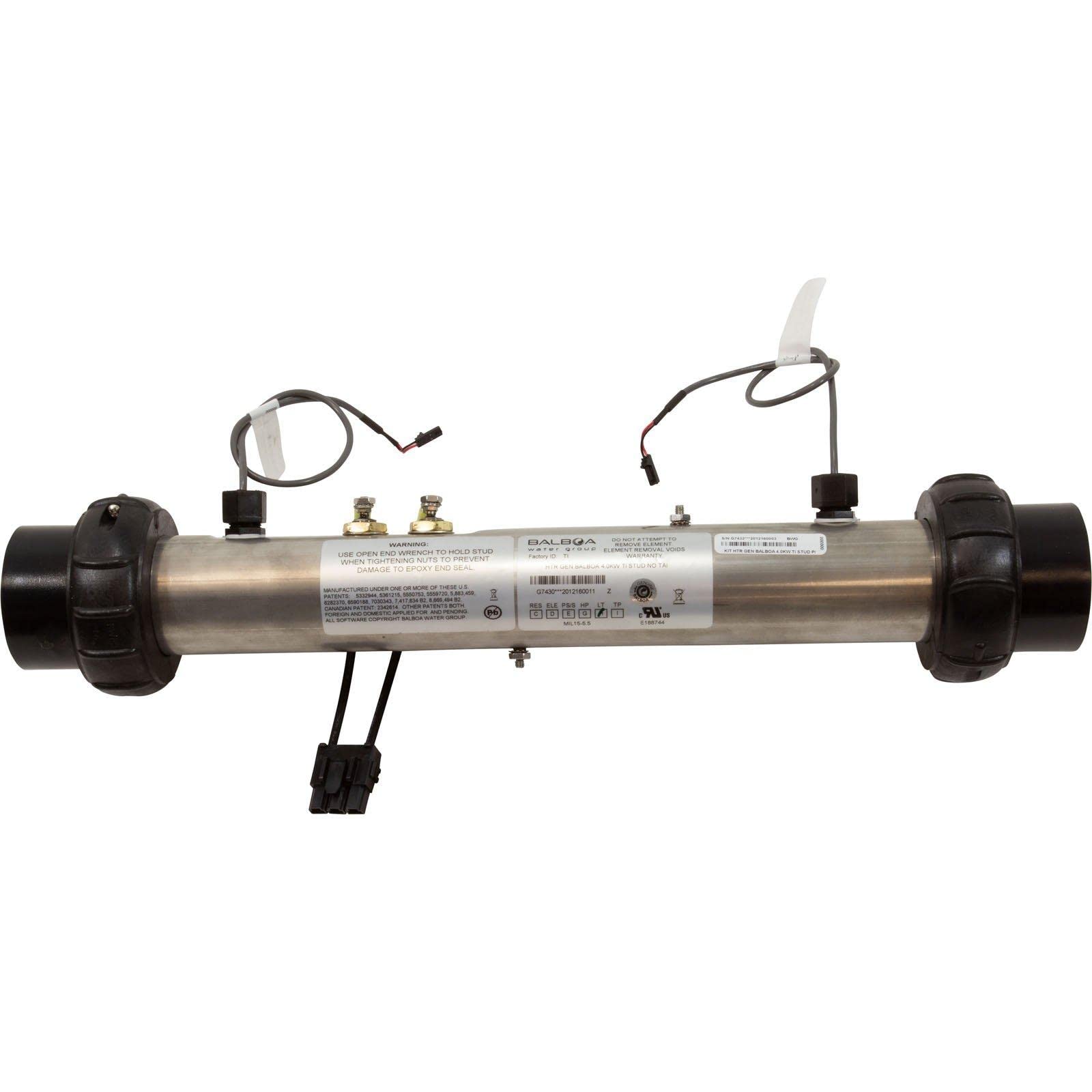 Balboa Heater, FloThru, BWG BP, 4.0kW, 230v, w/PnC, Titanium G7432