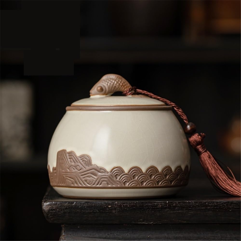 Barattoli di tè Contenitore for il tè in ceramica, contenitore for la conservazione del tè, barattolo con coperchio ermetico for caffè, zucchero, noci, erbe aromatiche, spezie Contenitore per la conse