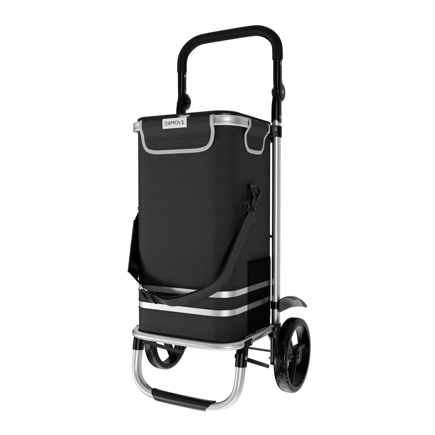 24MOVE® Einkaufstrolley Vehlo klappbar mit 55L inkl. Kühlfach, Faltbarer 3in1 Trolley - Sackkarre und Tasche, bis 40kg belastbar, schwarz – Ansicht 6