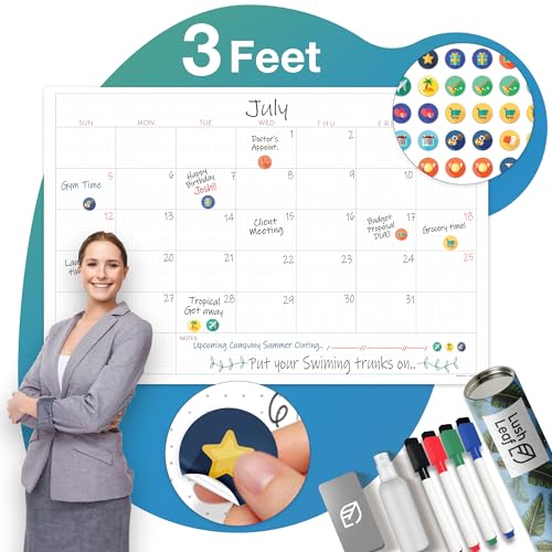 X Large Dry Erase Wall Calendar - 24"x36" Premium Giant Oversized Undated Erasable Deadline Task Calendar for 2022 - Jumbo Monthly Home School Organizer Planner for Home, Business & Dorm (Dotted)