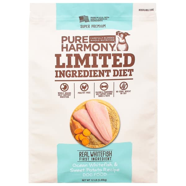 Topco Associates, Pure Harmony Dog Food Ocean Whitefish & Sweet Potato Recipe Limited Ingredient Diet Super Premium, 192 Ounce