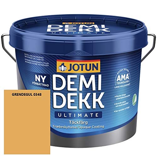 JOTUN DEMIDEKK ULTIMATE Täckfärg Holz-Farbe | Wetterschutz-Farbe | Holzschutz-Farbe | Absolute Premium-Qualität |3 Liter GRENDEGUL 0348