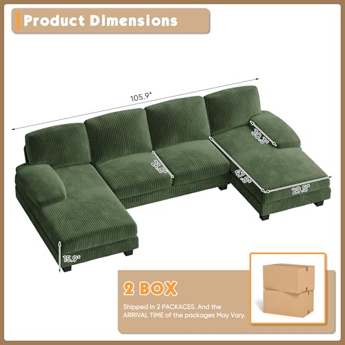 image for Homall Couches for Living Room, Sectional Sofa with Chenille Fabric, 4