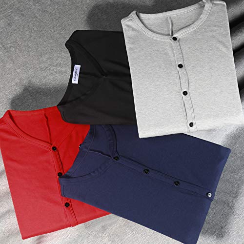 Colorfulleaf Men's Cotton Thermal Underwear Union Suits Henley Onesies Base Layer (Grey, L) #TOP4