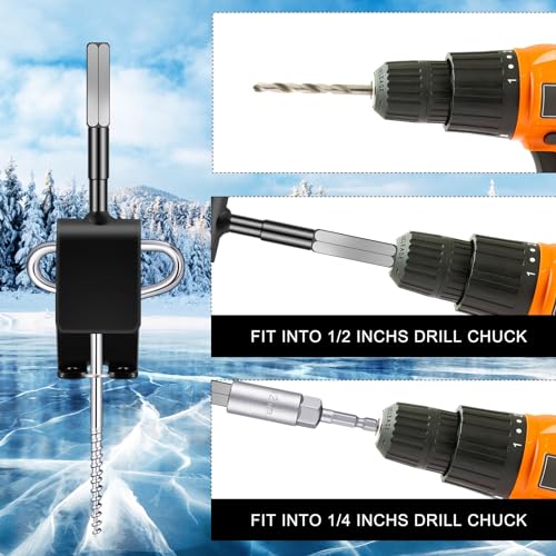 Tandefio 10 Pcs Ice Anchor Drill Adapter Kit Ice Anchor Tool with Storage Pouch Ice Fishing Shanty Accessories Ice House Anchors Ice Shelter Coat Hooks for Ice Fishing Shelter Tent