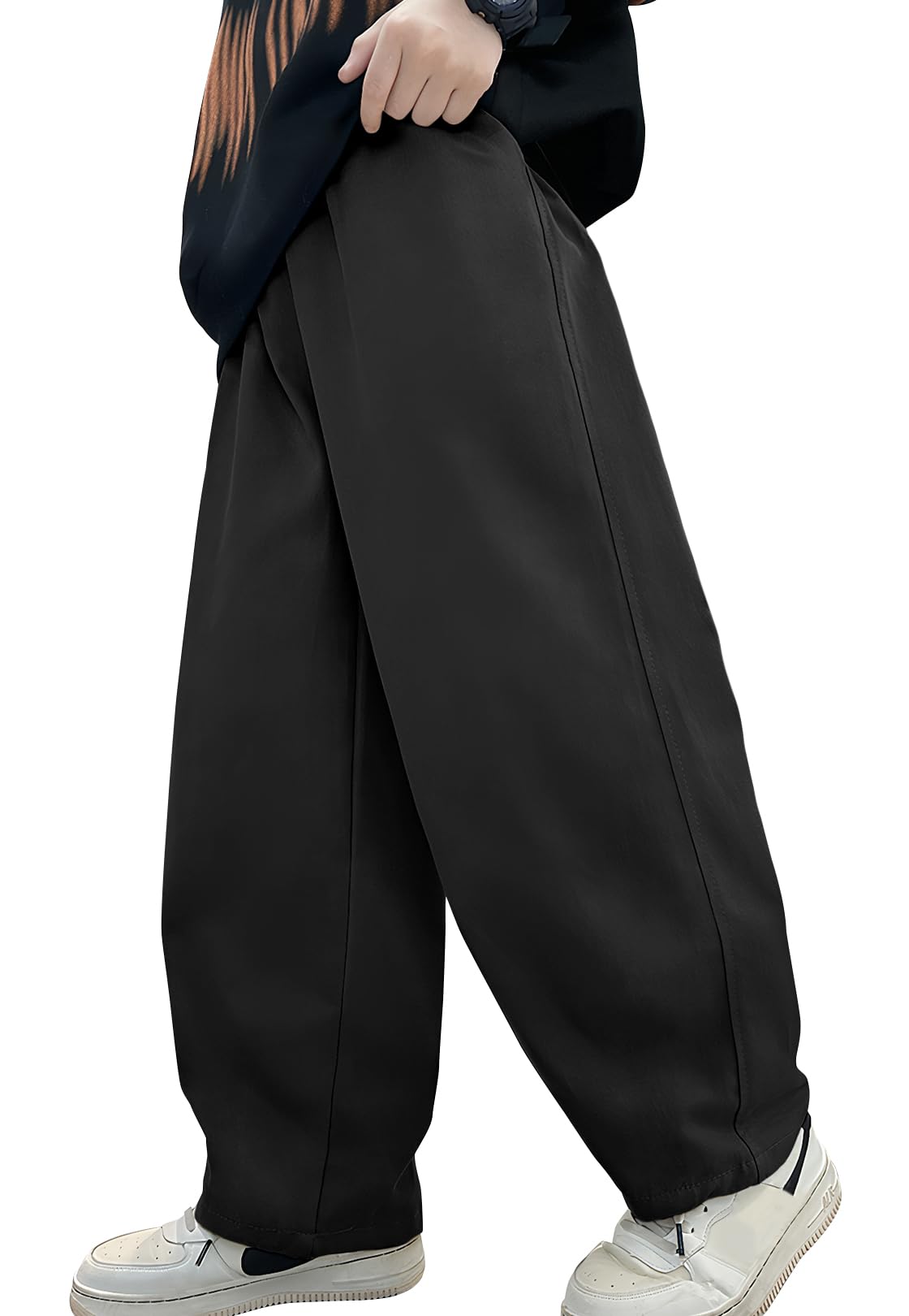 SEAUR Pantalones holgados para niños y niños, pantalones cargo con cintura elástica, pantalones anchos para adolescentes y niños 110-164