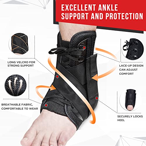 Curecare New Upgraded Lace Up Ankle Brace For Women, Ankle Stabilizer Brace With Adjustable Ankle Support, Ankle Braces For Men, Sprained Ankle, Injury Recovery, Achilles Tendonitis (Large) #TOP3