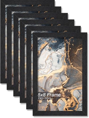 5x8 Picture Frame Set of 6 Black Engineered Wood Tabletop/Wall Hanging