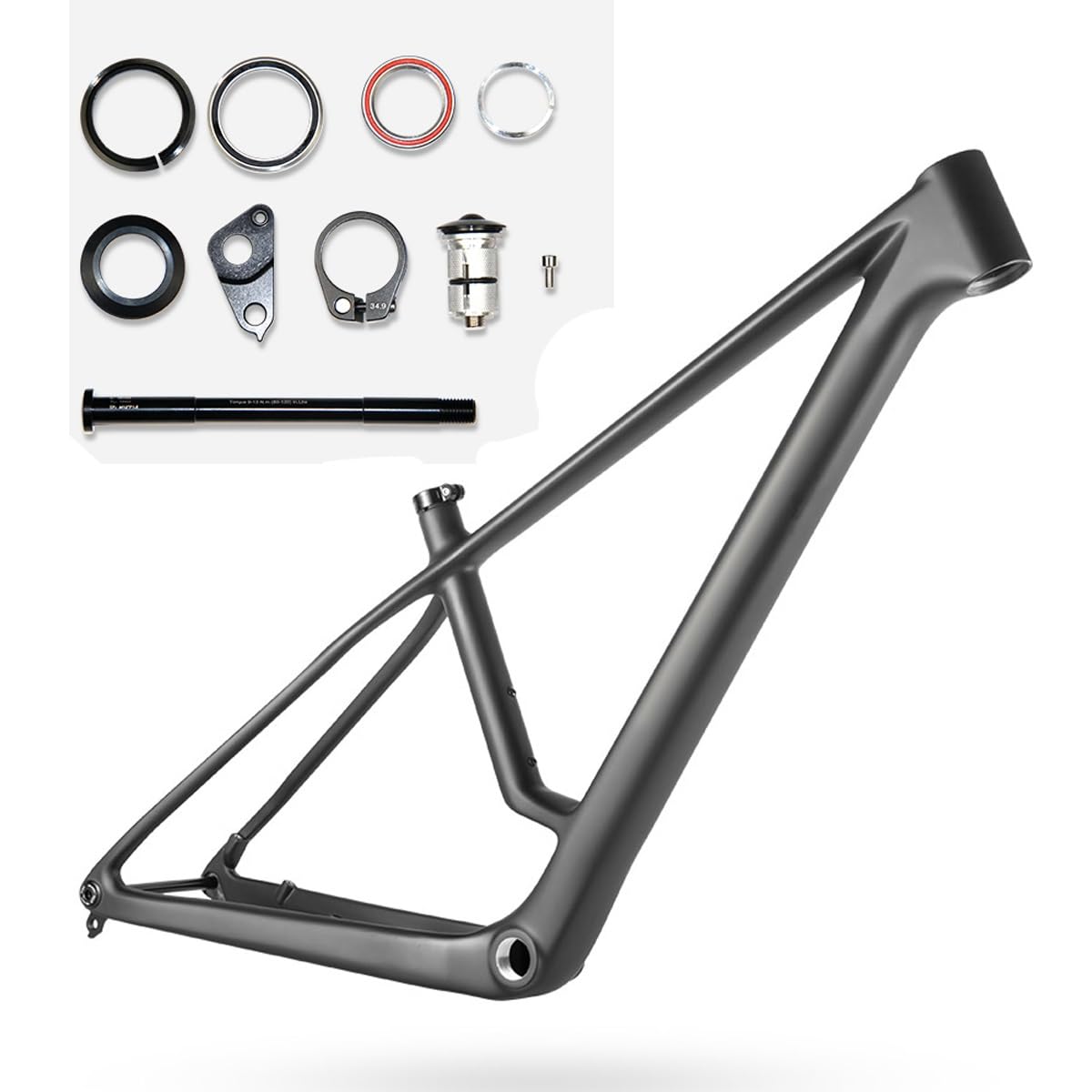 Rama z włókna węglowego typu hardtail, 29 sztuk, 15,4/16/18/19,5 cala, hamulec tarczowy, 12 x 148 mm, oś wtykowa, Boost BSA BB73 mm, wewnętrzna prowadnica kabla maks. 2,4 cala (S-15,4)