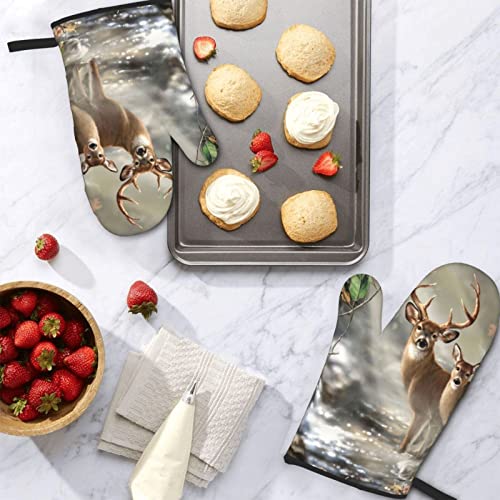 Camouflage Deer Oven Mitts Sets Of 2 Heat Resistant Oven Gloves Kitchen Baking Cooking Bbq Cute Oven Mitts #TOP6