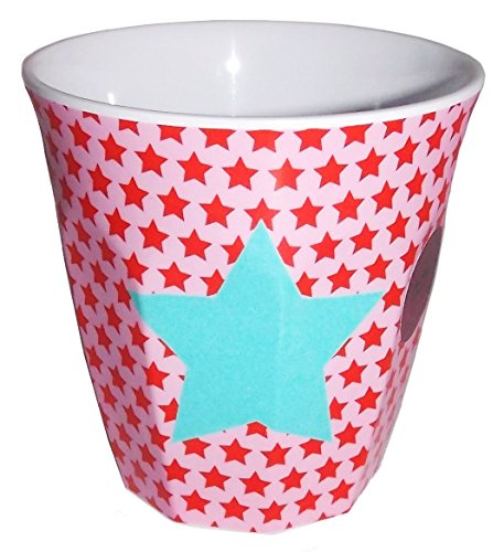 Tazza piccola in melamina rosa con stella azzurra