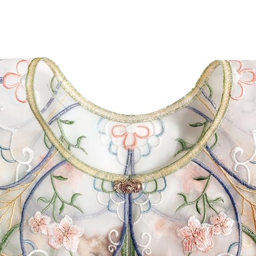 Chinese Deer and flowers Lace Cloud Collar Shawl Wrap Shoulder Scraf for Mamian Skirt Hanfu Handmade (Deer and flowers)4