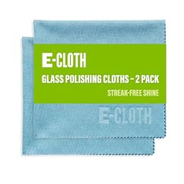 E-Cloth Glass & Polishing Cloths, Premium Microfiber Glass Cleaner, Great for Windows, Glass and Mirrors, Washable and Reusable, 100 Wash Guarantee, Alaskan Blue, 2 Pack