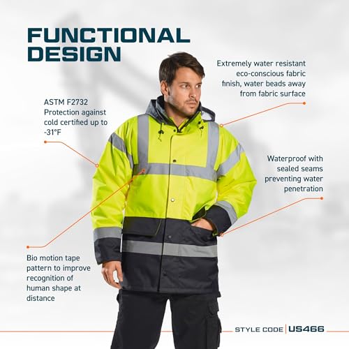 Portwest Hi-Vis Contrast Traffic Jacket - US466, Yellow/Black, 7XL2