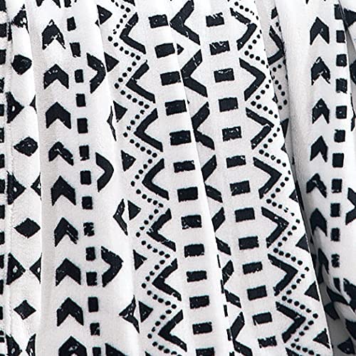 Vessia Aztec Patterned Throw Blanket (50X71Inch) With Pillow Case(18 * 18Inch),Black And White Boho Blanket Throw,Soft Cozy Comfy Lightweight Geometric Bohemian Decor Blanket For Couch,Sofa,Chair,Bed #TOP6