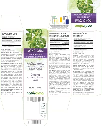 Naturalma BATMANGELICACINESE4OZ Dong Quai Or Female Ginseng (Angelica Sinensis) Root Alcohol-Free Tincture - 4 Fl Oz Liquid Extract In Drops - Herbal Supplement thumb #1