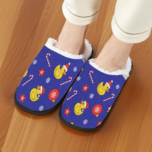Fuzzy Slippers for Women Men Indoor and Outdoor Christmas Rubber Duck Washable Bedroom Travel Fluffy Slipper Fleece-Lined Fall Winter Warm Cozy Soft Plush Comfy House Shoes Memory Foam2
