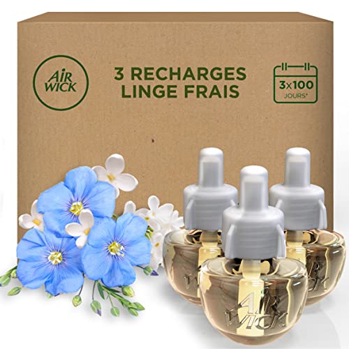 Airwick Desodorisant Maison Recharge Diffuseur Electrique Linge Frais - 3 x 19 ml