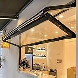 Rivorne Faltbares Schiebefenster für Imbissstände, Aluminium-Fenster für Wohnmobile, Aluminium-Klappfenster mit Verstärktem Glas Und Schlössern für Nackbars Und Café