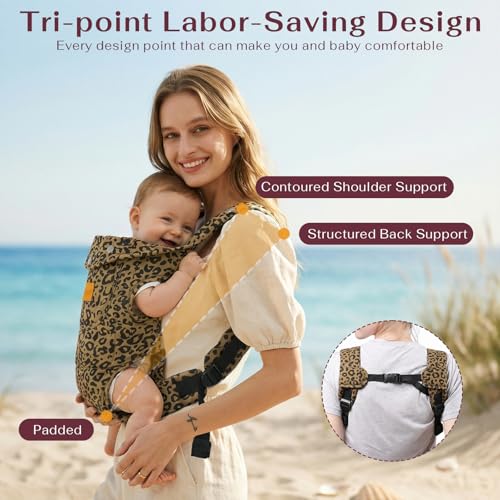Image of Baby Carrier Newborn to Toddler(8-30lbs), Toddler Carrier Baby Holder Carrier with Adjustable Shoulder Strap, Chest Carriers, Brown Leopard Print