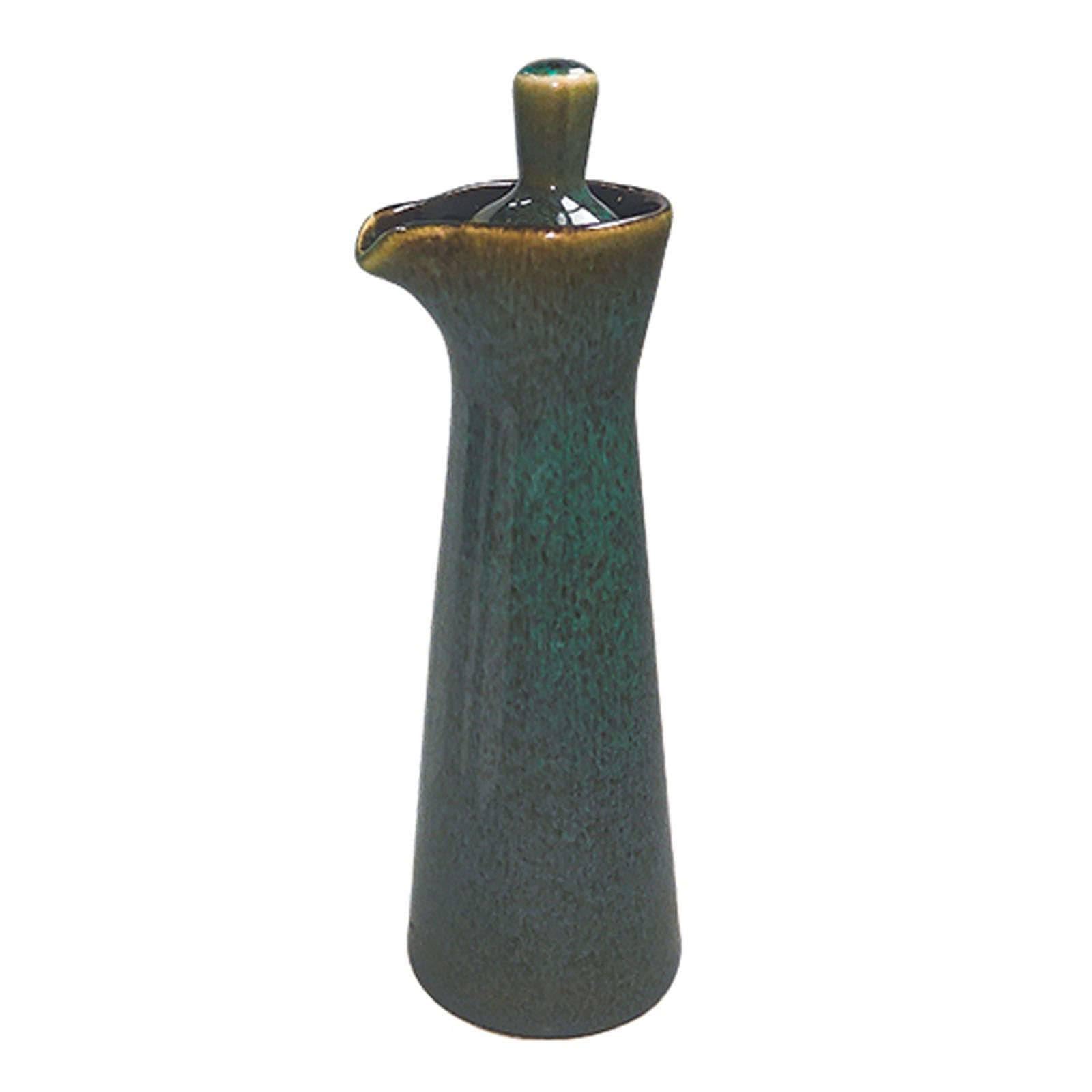 WIHXES Traditional Japanese Ceramic Soy Sauce Dispenser - 120ml Pottery Soy Sauce and Vinegar Bottle (Green,120ml)