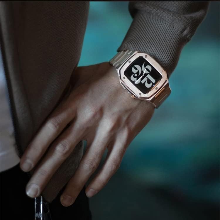 kavju stainless steel modification kit for iwatch series 7 6 5 4 se metal wristband for watch band 44 45mm diy apple watch accessories