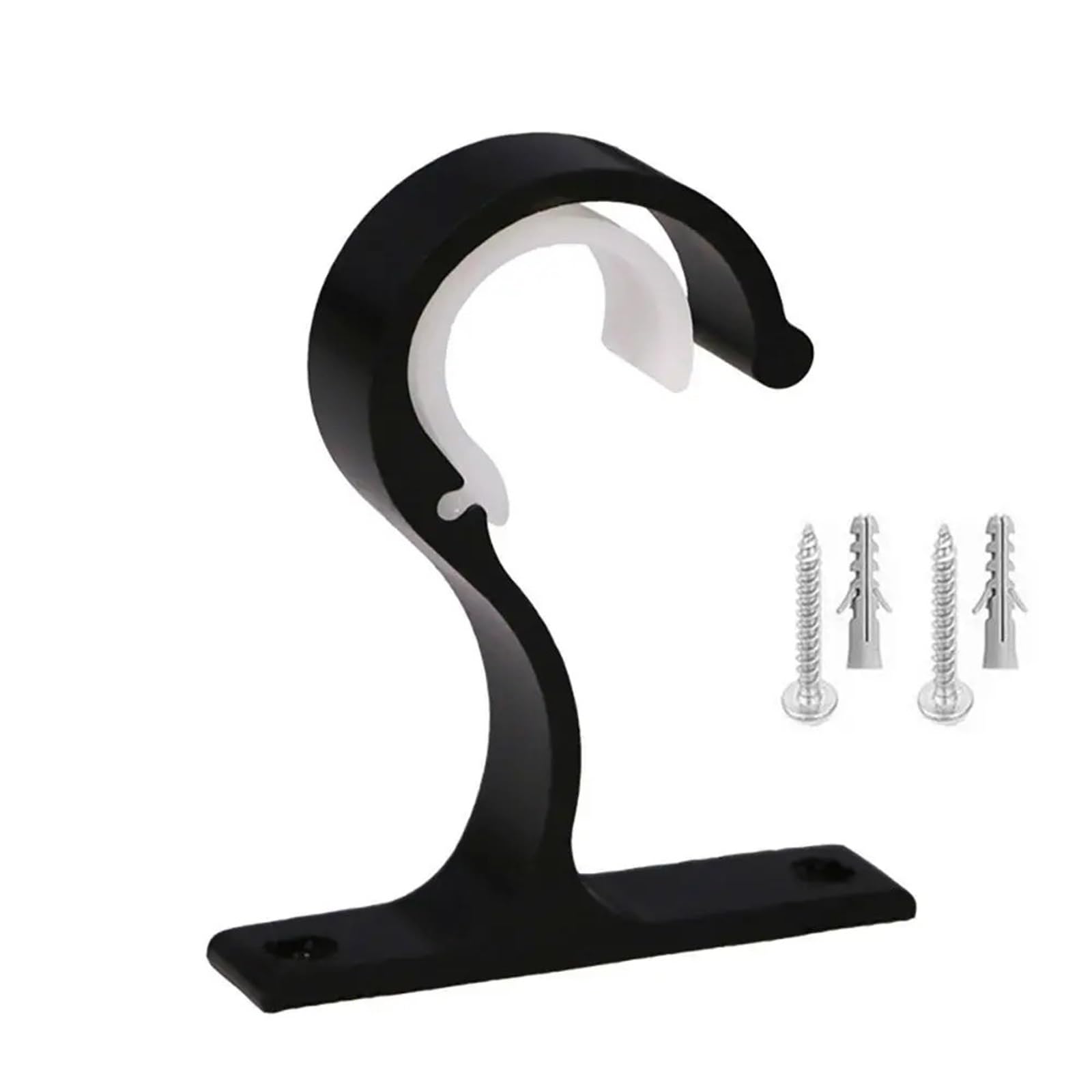 Gbrcen Curtain Rod Brackets 8Pcs Home Ceiling Curtain Rod Brackets Wall-Mounted Crossbar Fixing Clip Rod Installation Hook Aluminum Alloy Thickening(Black)