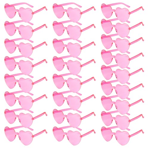 PLULON Heart Sunglasses for Women 5/12/25 Pcs, Heart Glasses Valentine Day Rimless Shaped Candy Color Fun Glasses Party Favor