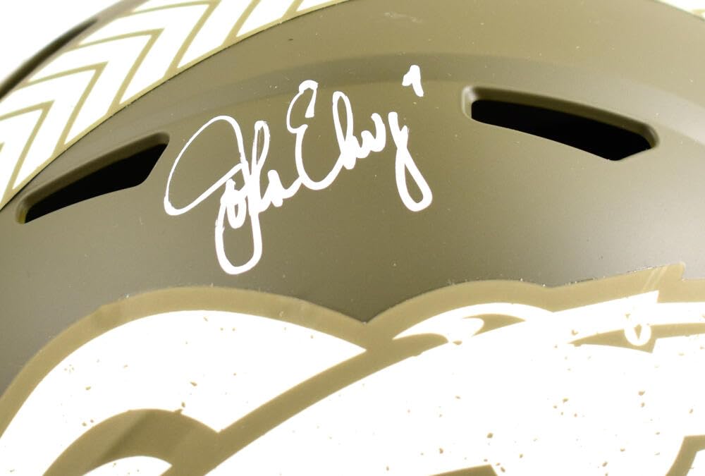 John Elway Autographed Broncos F/S STS Speed Helmet-Beckett W Hologram White