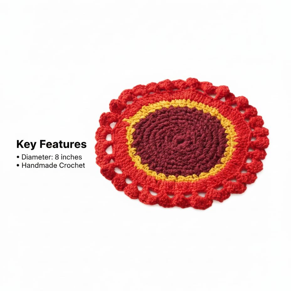 Image of Hand Made Crochet Multi Purpose Round Table Mat (8inch)