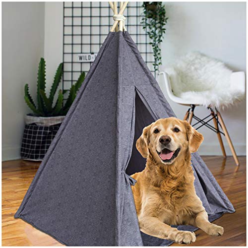 Ukadou Dog Teepee for Medium Dog for Pet Teepee Dog Tents for Medium Dogs, 36inch Pet Teepee with Floor Mat, Portable Dog House with Fixator Blackboard