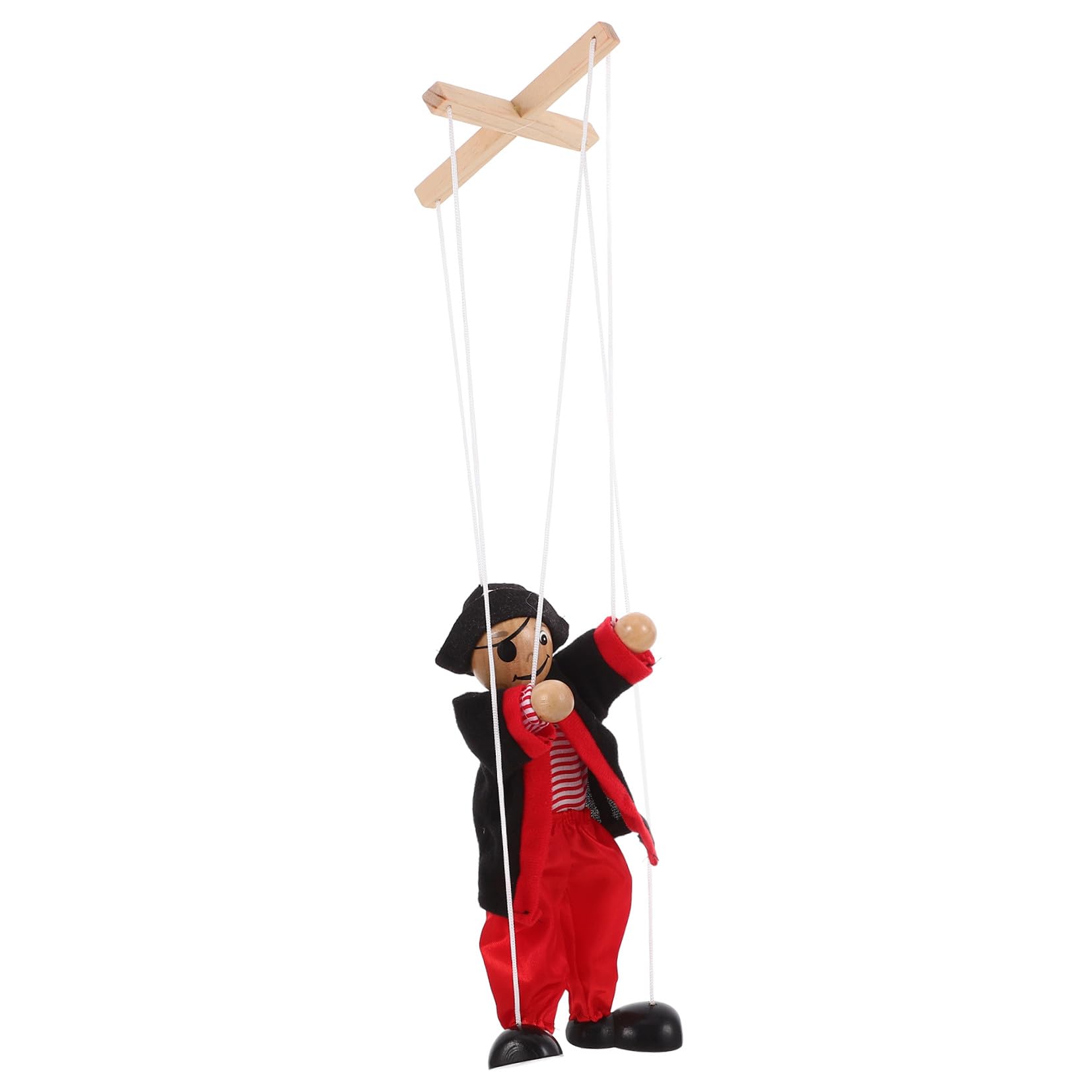 Marionnette À Fils Pirate en Bois 9.25In Jouet Interactif Parent-Enfant Théâtre Marionnettes Décoration Pirate Amusante