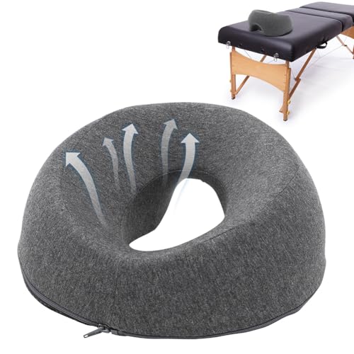 Yuragim Massage-Gesichtswiegenkissen, Massagekissen Kopf Loch, Massagekissen mit Loch für Kopf, U-förmiges Lochkissen Massage Kopfstütze für Bett aus Memorys-Schaum für Spa Salon Massagebett Büros