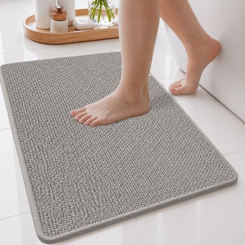 Image of SITTELLA Handwoven Jute Mat for Floor, Anti Skid Jute Rug for Living Room, Bathroom & Kitchen, Water Absorbent Kitchen Runner & Floor Mat|40 x 60 cm (Pack of 2)|Grey