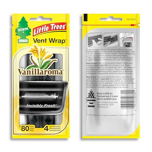 Image of LITTLE TREES Car Air Freshener | Vent Wrap Provides Long Lasting Scent, Invisibly Fresh | 16 Air Fresheners | Vanillaroma