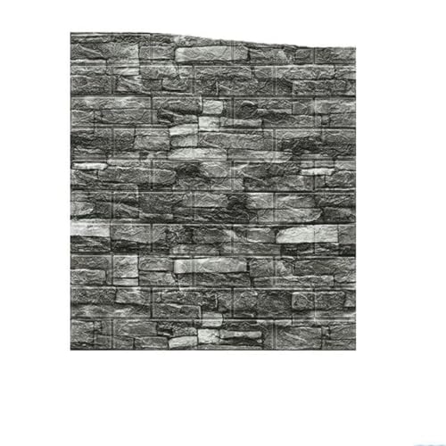 10 piezas 3D ladrillo moderno retro pared pegatina DIY PVC papel tapiz para sala de estar dormitorio TV pared impermeable autoadhesivo espuma papeles - ladrillo negro - 5 piezas 70x77cm