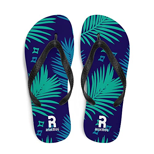 Flip-Flops Rubber Sole, Polyester Fabric, Black Y-Shaped Rubber Straps