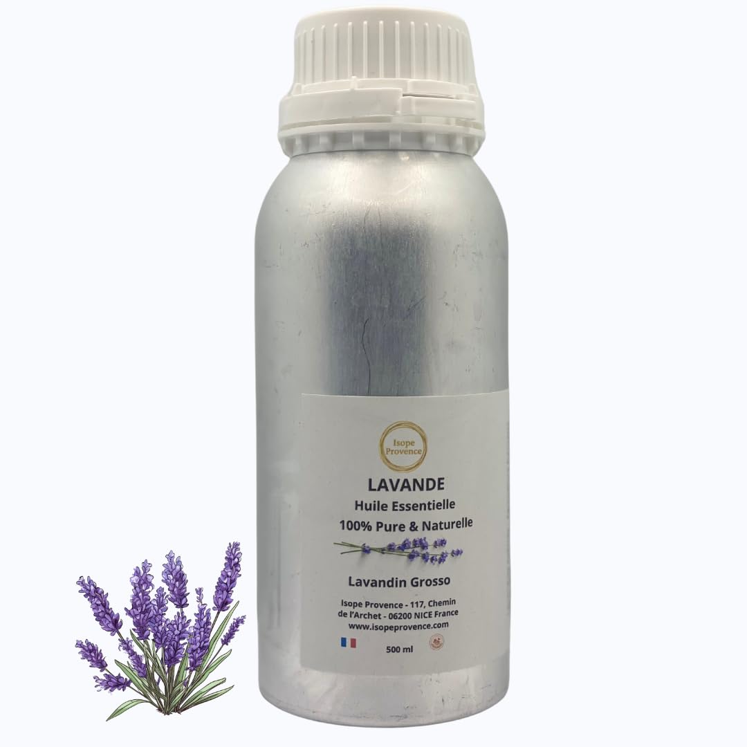 Huile Essentielle de Lavande 500 ml, productor francés de la drôme, 100% Pure et Naturelle, pour diffuseur, aromaterapía, relajación, masajes