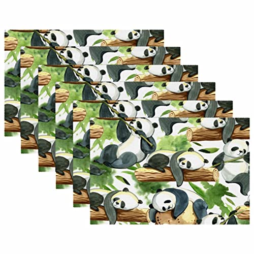 Set de table panda vert x6 antidérapant et résistant pour repas - 6