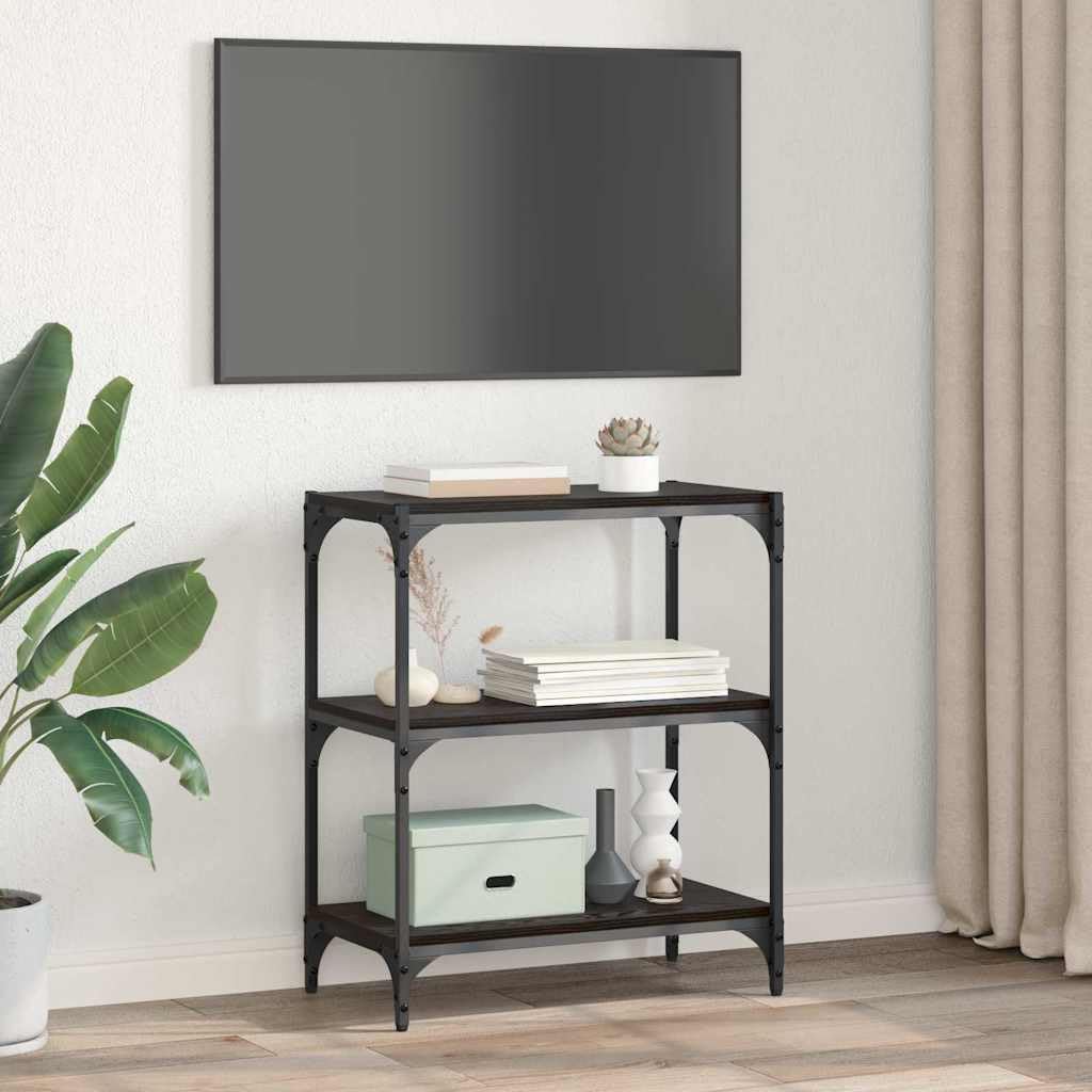 Regał na książki o wyglądzie czarnego dębu, 60 x 33 x 70,5 cm, 3 półki, materiał drewnopochodny, regał stojący do salonu, biura, korytarza, nowoczesne wzornictwo przemysłowe