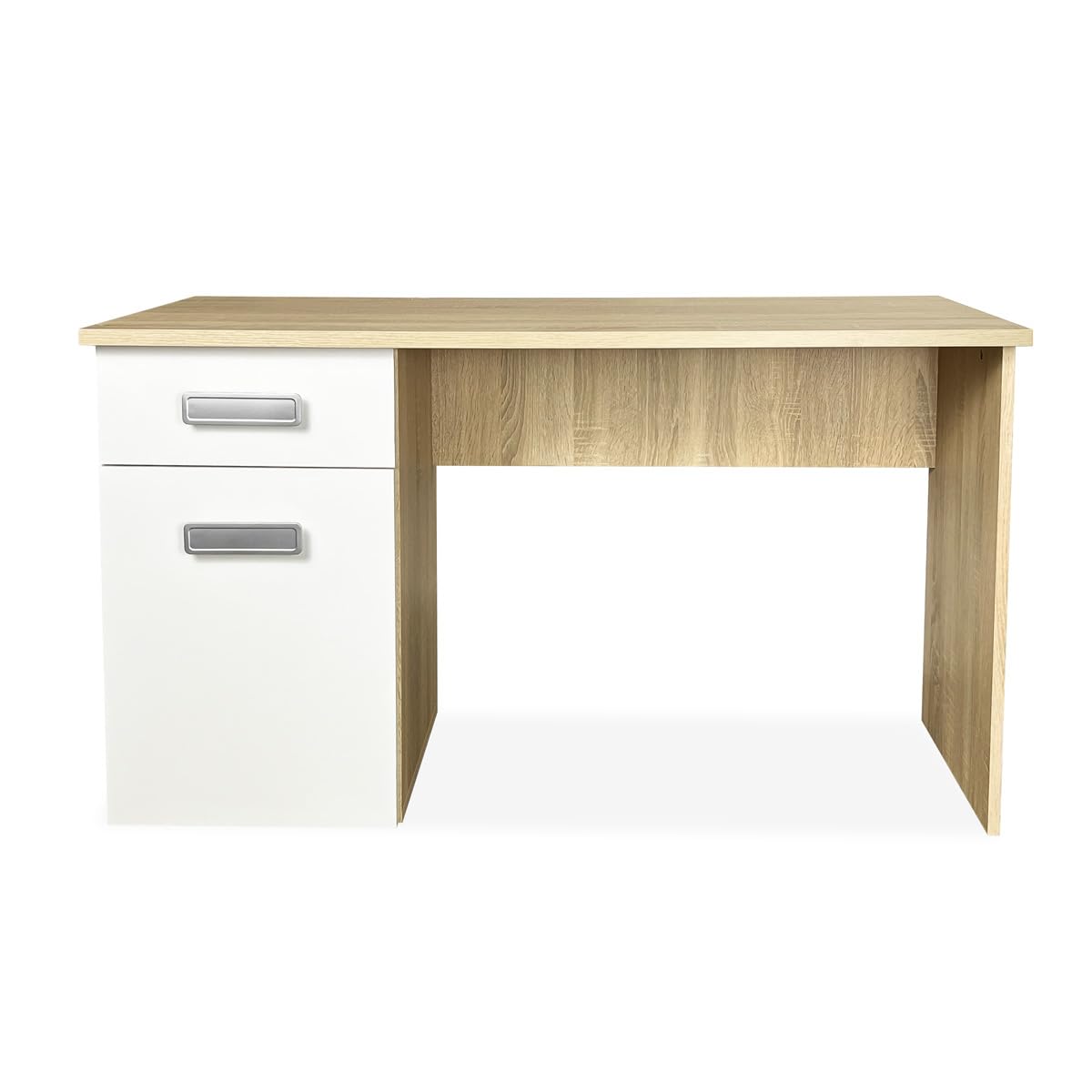 amuéblate Online - Escritorio Mesa de Estudio, Modelo Nico, Mesas para Ordenador, Acabado en Blanco y Cambria, Práctica y Funcional, Medidas: 120 cm (Ancho) x 50 cm (Fondo) x 71 cm (Alto)