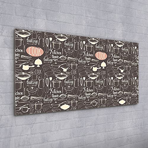 Tableau acrylique 100x50cm Kitchen Pots pans pour decoration murale salon