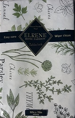 Elrene Fresh Garden Herbs Parsley Sage Mint Vinyl Flannel Back Tablecloth (60