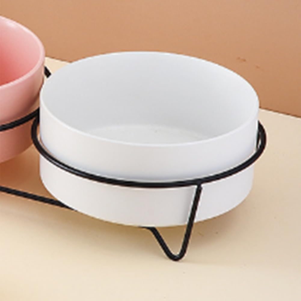 Duża pojemność dla psów miski na wodę ze stojakiem dla kota ceramiczne jedzenie podajniki do picia podwyższone artykuły do karmienia zwierząt białe 850 ml